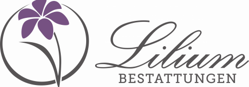 Logo von Lilium Bestattungen mit einer Blume auf der linken Seite und dem Textzug Lilium Bestattungen rechts daneben